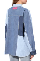 Dolce & Gabbana Blue Cotton Button Up Collared Long Sleeve Top