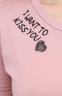 Dolce & Gabbana Pink Logo Print Cotton Crew Neck T-shirt