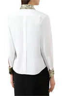 Dolce & Gabbana White Cotton Long Sleeves Sequin Shirt Top