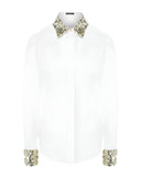 Dolce & Gabbana White Cotton Long Sleeves Sequin Shirt Top