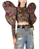 Dolce & Gabbana Multicolor Floral Jacquard Cropped Jacket
