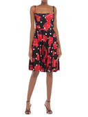 Dolce & Gabbana Black Red Bag Print A-line Mid Length Dress