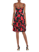 Dolce & Gabbana Black Red Bag Print A-line Mid Length Dress
