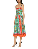 Dolce & Gabbana Multicolor Printed Silk Sleeveless Midi Dress