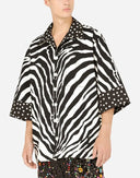 Dolce & Gabbana Black White Zebra Button Down Oversize Shirt