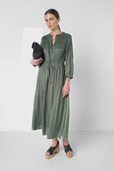 Smocked satin midi dress - RUBIE