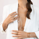Long Navette Necklace in Rose Gold