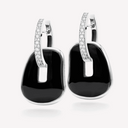 Puzzle Solo Earrings in White Gold, White Diamonds and Onyx