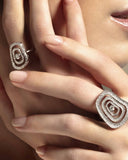 Large Puzzle Luce Ring in White Gold and White Diamonds