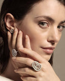 Large Puzzle Luce Ring in White Gold and White Diamonds