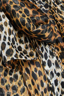 Dolce & Gabbana Brown Leopard Print Scarf Collared Chiffon Dress