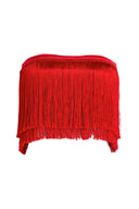 Dolce & Gabbana Red Silk Strapless Fringe Crop Tube Top