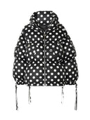 Dolce & Gabbana Black White Polka Dot Full Zip Puffer Jacket