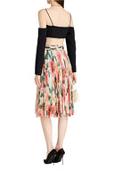 Dolce & Gabbana Multicolor Silk Floral High Waist Midi Skirt