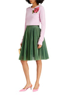 Dolce & Gabbana Metallic Green High Waist A-line Pleated Skirt