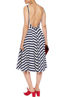 Dolce & Gabbana Blue White Striped Embroidered A-line Dress